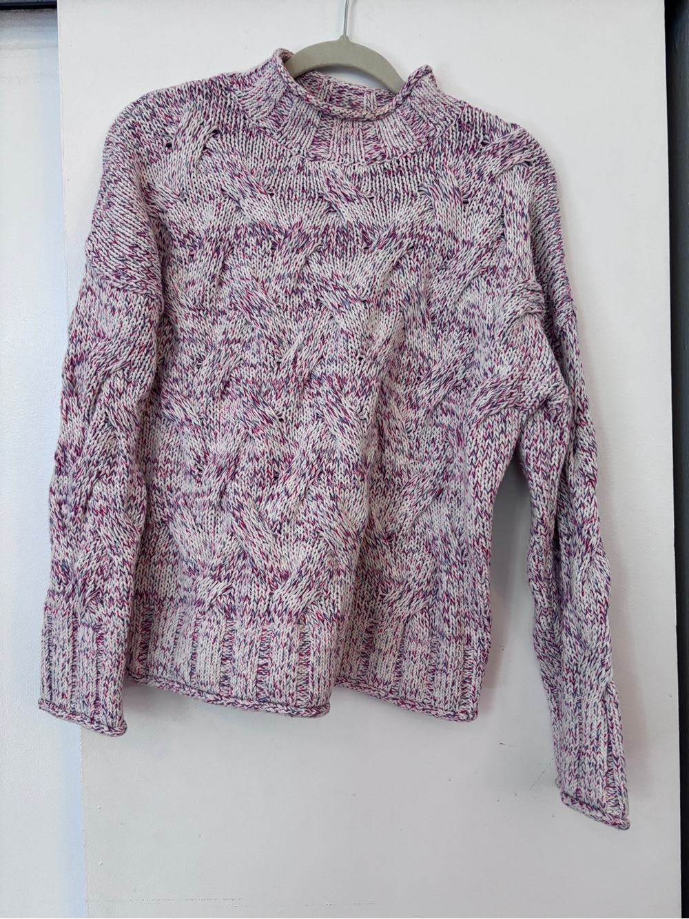 Faherty Pink & Cream Marled Cowl Sweater | Size Small